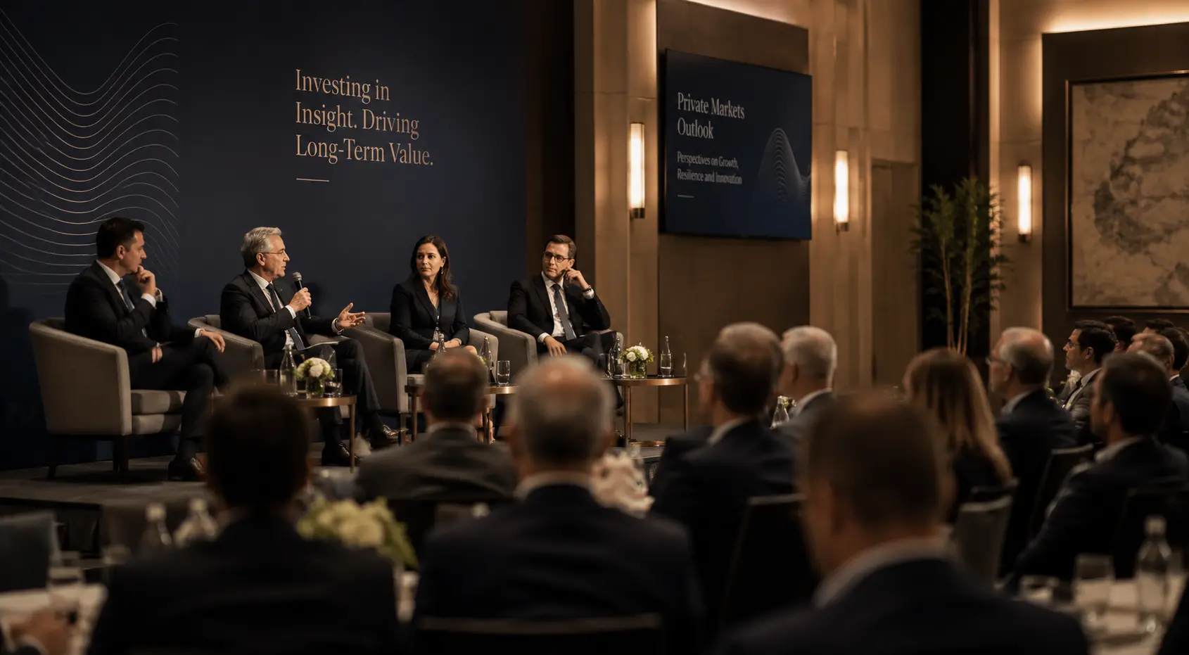 Financial industry discussion in a meeting room